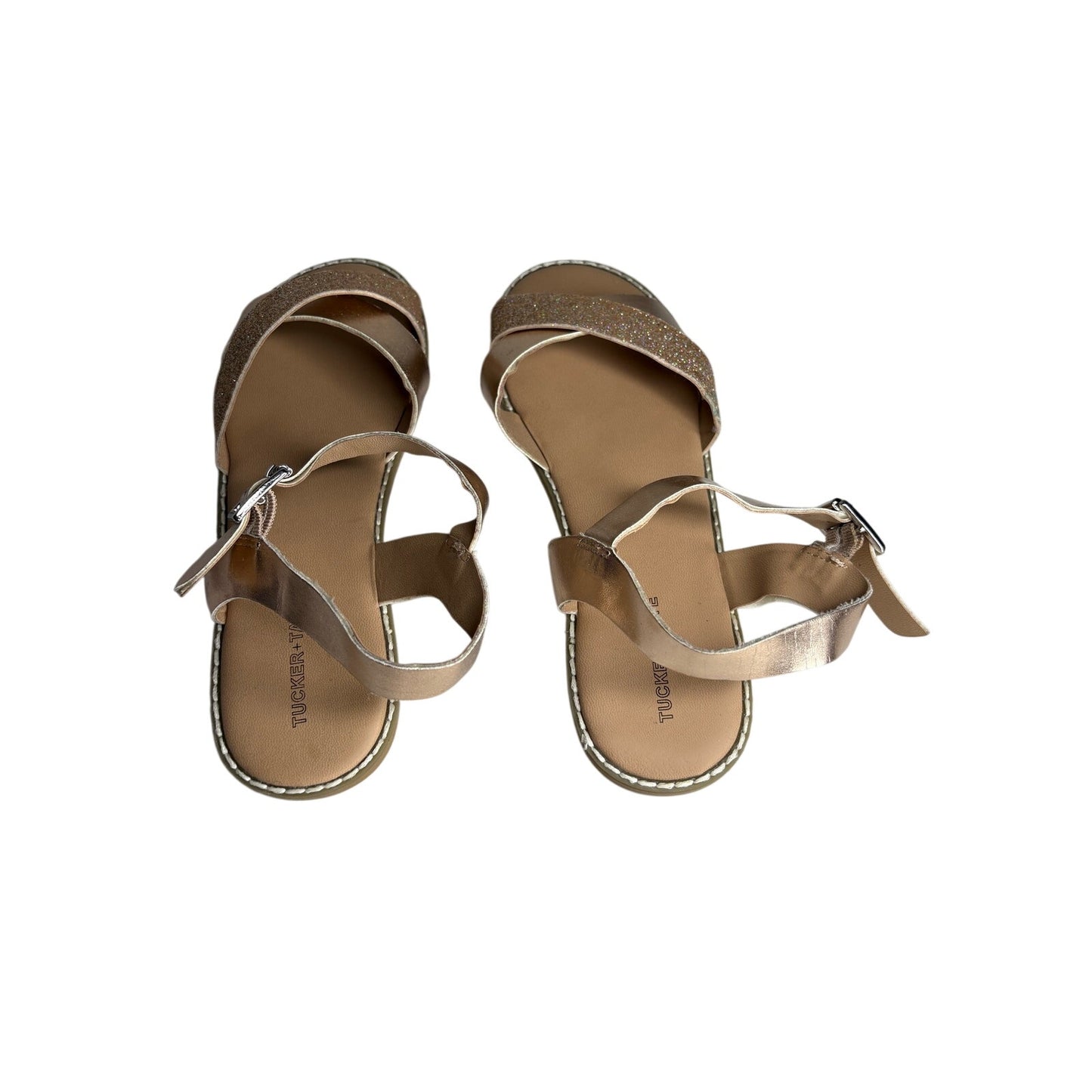 Tucker + Tate Tarya Rose Gold Glitter Strappy Sandals SZ 4Y