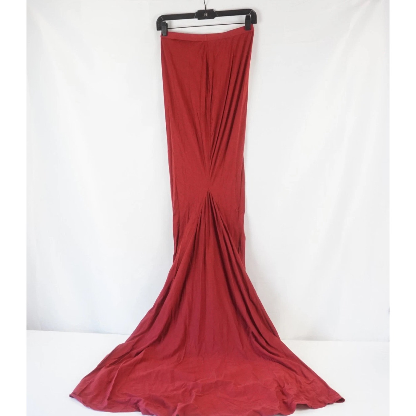Rick Owens Cherry Red Jersey Pillar Long Maxi Skirt IT 40