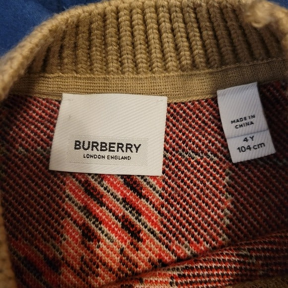 Burberry Tartan Check Merino Wool Kid's Sweater SZ 4Y