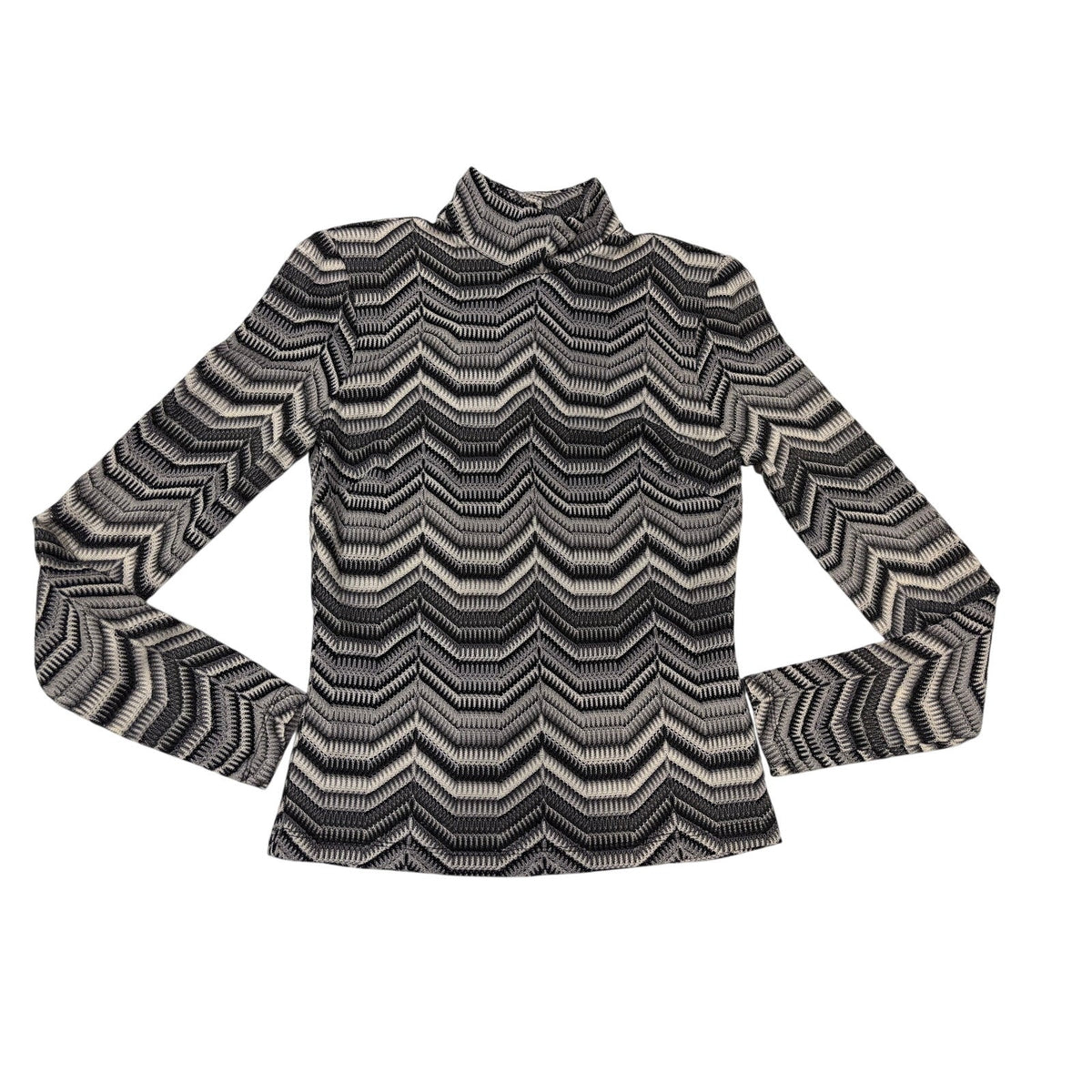 Ramy Brook Dena Chevron Knit Long Sleeve Top SZ XXS