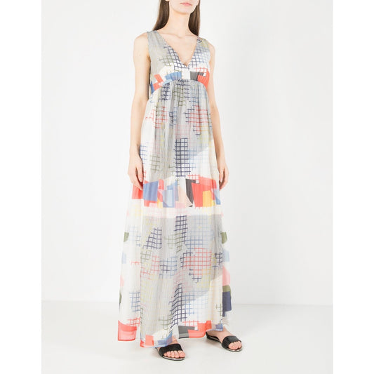 Emporio Armani Resort 2019 Fant Quadro Silk Maxi Dress Runway Print Size 38